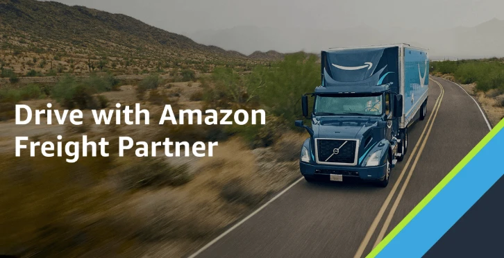Amazon truck on desert highway road.