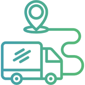 Delivery truck with location pin icon