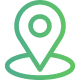 Green map marker on black background